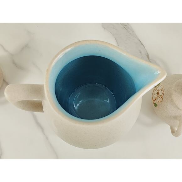 The Pigeon Forge Pottery Dogwood Floral Pitcher Jug Creamer Sugar Bowl x3 Vtg - Picture 10 of 16